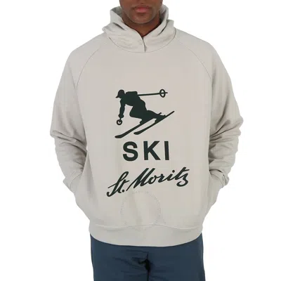 Bally Ski Graphic-print Cotton Hoodie In Silver Tone