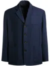 Bally Single-breasted Linen Blazer In Blue