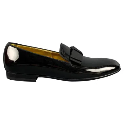 Pre-owned Bally Size 11 Black Solid Leather Slip On Loafers