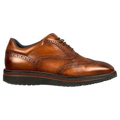 Pre-owned Bally Size 8.5 Brown Antique Leather Wingtip Lace Up Shoes