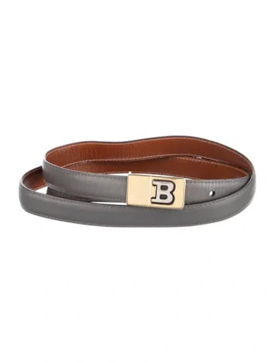Pre-owned Bally Skinny Leather Belt In Grey
