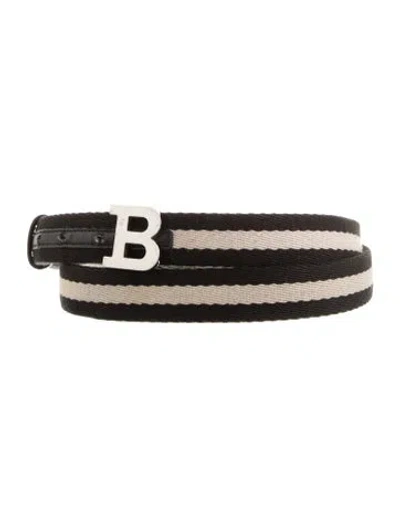 Pre-owned Bally Skinny Leather Trim Embellishment Belt In Black