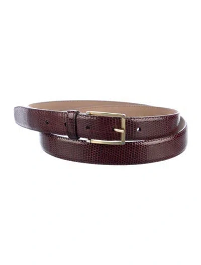 Pre-owned Bally Skinny Lizard Belt In Burgundy