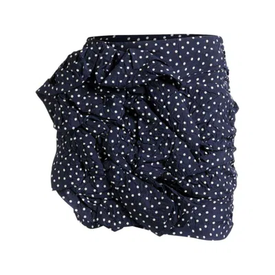 Bally Polka-dot Ruched Mini Skirt In Blue