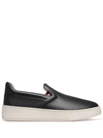 Bally Slip-on Leather Sneakers In Black