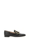 Bally Buckle Leather Loafers Round Toe In Black
