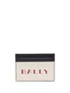 Bally Slogan-print Leather Cardholder In Neutrals