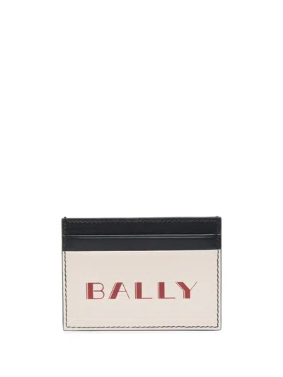 Bally Slogan-print Leather Cardholder In Neutrals