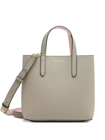 Bally Small Grained Tote Bag In Gray