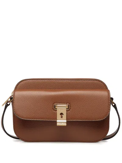 Bally Small Lock Me Cross Body Bag In Brown