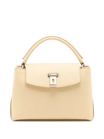Bally Small Lock Me Leather Tote Bag In Neutral