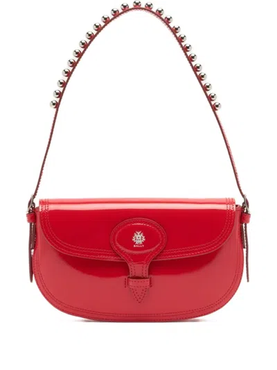 Bally Small Studded-handle Shoulder Bag In Red