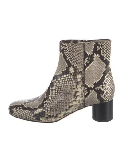 Pre-owned Bally Snakeskin Animal Print Boots In Grey