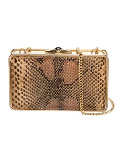Pre-owned Bally Snakeskin Minaudière Vintage In Neutral