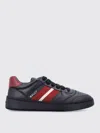 Bally Low-top Leather Sneakers With Stripe And Perforations In Schwarz