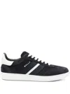 Bally Roget Leather Sneakers Contrast Sole In Black