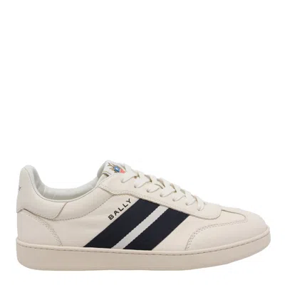 Bally Lateral Logo Leather Sneakers In White