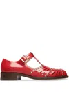 Bally Spiegel Studded Cutout Glossed-leather Brogues In Red