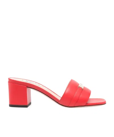 Bally Square Toe High Heel Sandals In Red