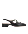 Bally Sandals Leather Slingback Square Toe In Black