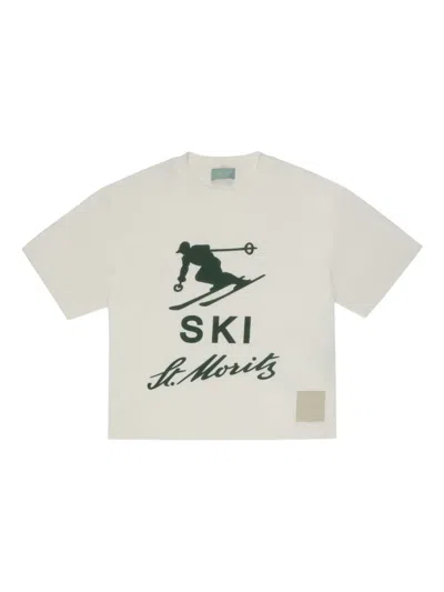 Bally St Moritz Skier Print T-shirt In White
