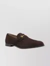 Bally Stacked Heel Suede Loafers Gold Hardware