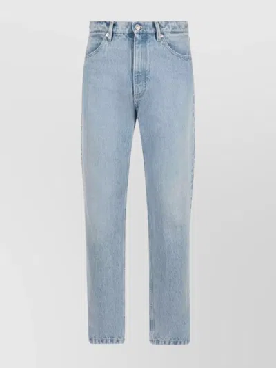 Bally Straight Cotton Denim Trousers In White