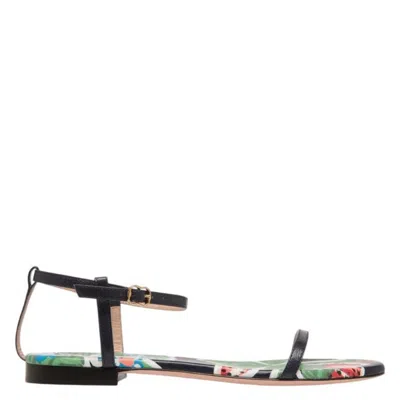 Bally Strawberry Print Katy Flat Sandals In Black