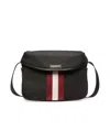 Bally Stripe-detail Canvas Messenger Bag In Black