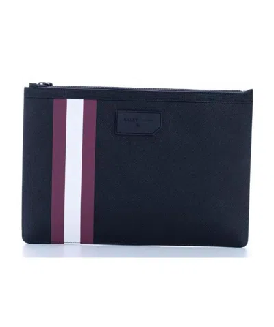 Bally Stripe Detail Clutch Bag In Black
