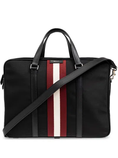 Bally Stripe-detail Laptop Bag In Black