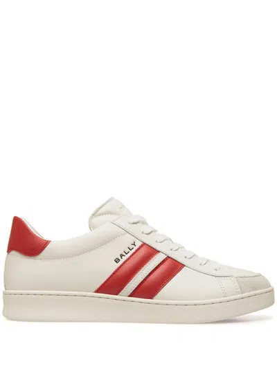 Bally Round Toe Leather Low Top Sneakers In White