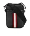 Bally Stripe Detail Logo Strap Messenger Bag In Black