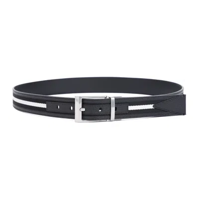 Bally Stripe Detailed Buckle Belt In Black