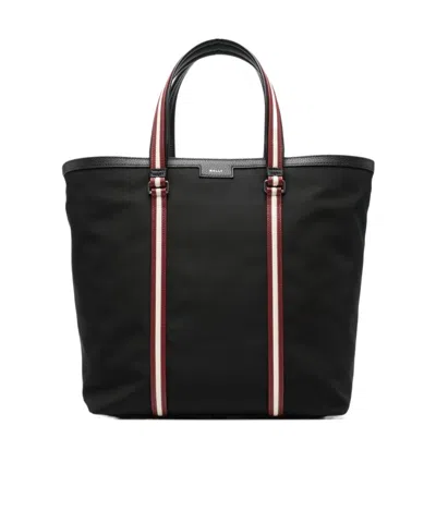 Bally Stripe-detailed Tote Bag In Black