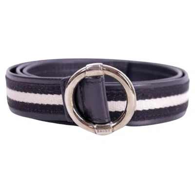 Pre-owned Bally Stripe Leather Belt – Black & White Minimal Waist Belt
