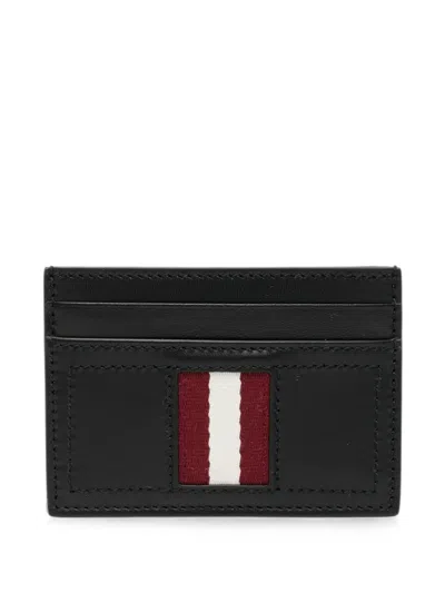 Bally Stripe Leather Cardholder In Black