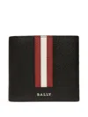 Bally Stripe Leather Wallet In Black