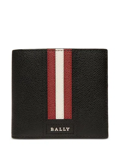 Bally Stripe Leather Wallet In Black