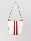 Bally Stripe Tote Bag Adjustable Strap Pocket In White