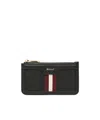 Bally Stripe Zip-around Cardholder In Black