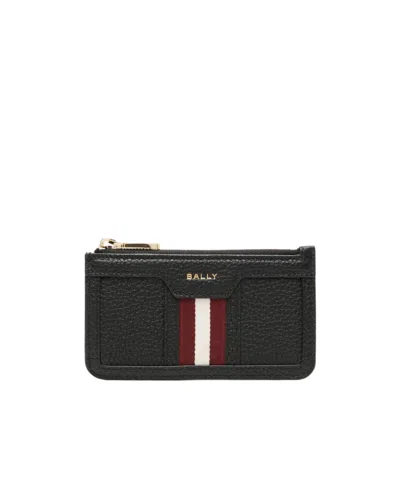 Bally Stripe Zip-around Cardholder In Black