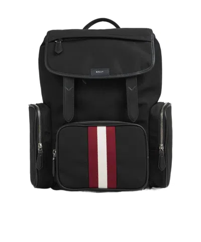 Bally Striped Backpack In Black