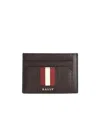 Bally Classic Striped Card Bag In Black