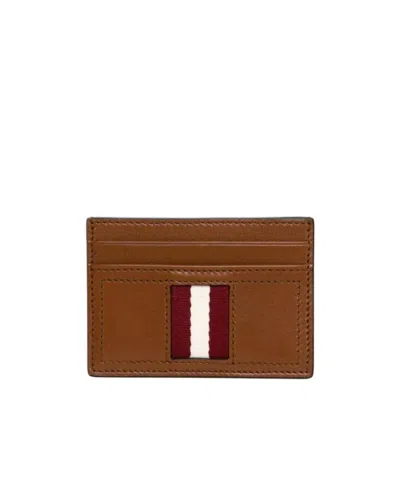 Bally Striped Card Holder In Orange
