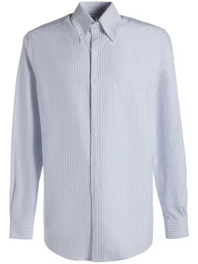 Bally Striped Cotton Shirt In Blue