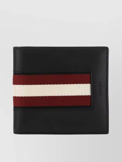 Bally Striped Detail Leather Bifold Wallet In Black