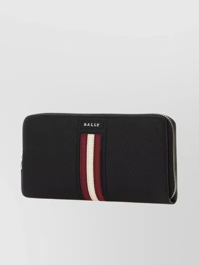 Bally Striped Detail Leather Wallet Cardholders In Black