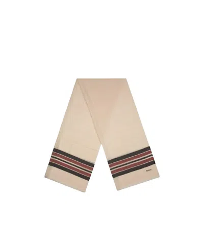 Bally Striped Detail Scarf In Nude