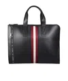 Bally Smooth Leather Document Case With Shoulder Strap In Black